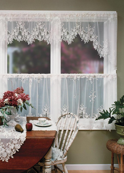 YILON DRAPE LACE TEE イーロン　yilon ドレープ Tea Rose Lace Tier Curtain by Heritage Lace - Paul's Home Fashions