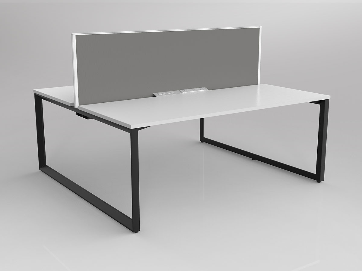 Smith 2 Person Office Desk - Double Sided Workstation with Fabric ...