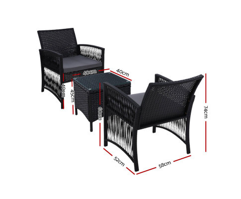 Artarmon 3 Piece Wicker Patio Bistro Set Dining Chairs Urban Hyve