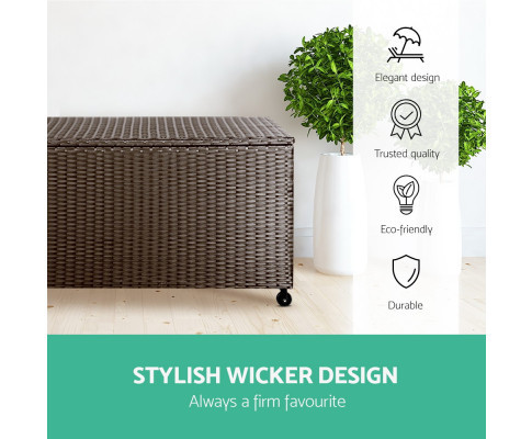 Aspley 320L Outdoor Wicker Storage Box Brown Urban Hyve