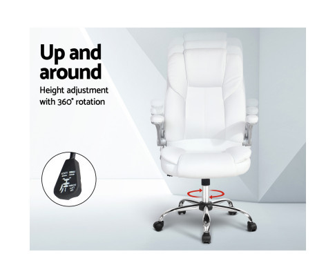 Artiss White PU Leather Executive Office Desk Chair Urban Hyve