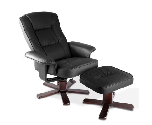 Artiss Black PU Leather Wood Executive Recliner Armchair Urban Hyve