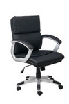 Stratum Executive Office Chair - Black Synthetic Leather - Mid / High Back