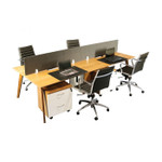 Arbor Executive Timber 4 Person Workstation - Double Sided Desks - American Walnut