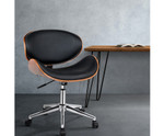 Artiss Wooden & Black PU Leather Office Desk Chair