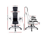 PU Leather Racing Style Office Desk Chair - White & Black