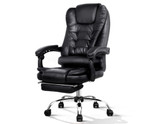 Black PU Leather Reclining Office Chair with Footrest