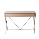 Artiss White/Oak Top Metal Desk with Drawer - Cross Legs
