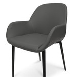 Leeton Dining Chair in Charcoal Grey With Black Legs