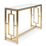 Milawa Glass Console Table - Brushed Gold Base