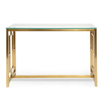 Milawa Glass Console Table - Brushed Gold Base