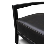 Kimba Black Wooden Armchair - Black PU leather Seat