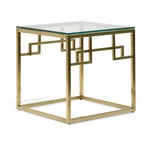 Goroke Side Table - Glass Top - Brushed Gold Base