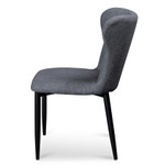 Dwellingup Beulah Fabric Dining Chair - Pebble Grey with Black Legs