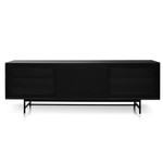 Wombarra Wooden Entertainment TV Unit - Black with Flute Glass Door