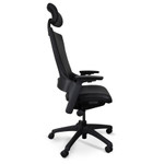 Flax Ergonomic Leather Office Chair with Headrest - Black