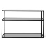 Capella 1.2m Grey Glass Console Table - Black Base