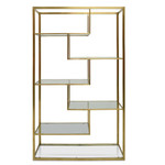 Helidon 1.2m Glass Shelving Unit - Gold  Frame