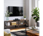 Laura Steel Frame TV Stand with Shelves