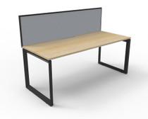 Deluxe Quick Infinity 1 Person Single Sided Desks with Screen - Loop Leg Deluxe Quick Infinity 1 Person Single Sided Desks with Screen - Loop Leg