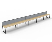 Deluxe Quick Infinity 5 Person Single Sided Desks with Screen - Loop Leg Deluxe Quick Infinity 5 Person Single Sided Desks with Screen - Loop Leg