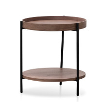Walnut 44cm Round Side Table