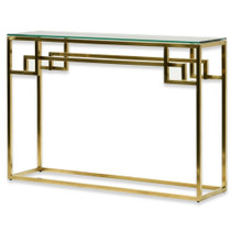 Brushed Gold 1.15m Console Glass Table