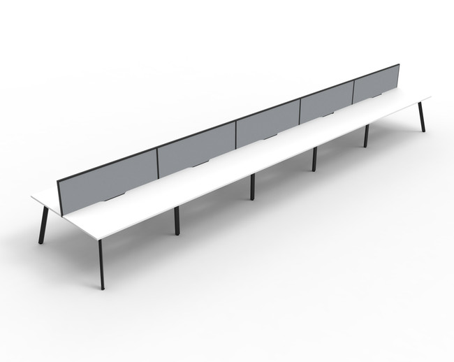 Fluid 10 Person Double Sided Workstation With Screen