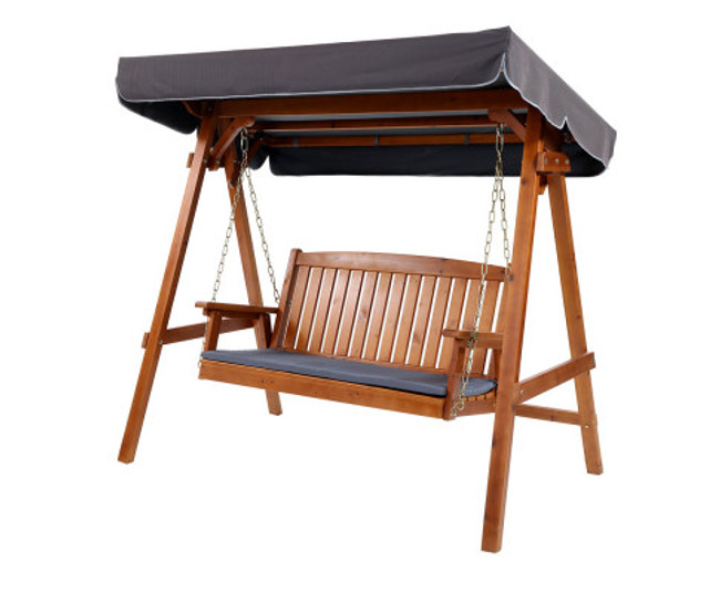 Caddens Wooden Swing Bench Canopy