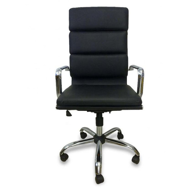 Soft Padded Black Boardroom Chair -  High Back