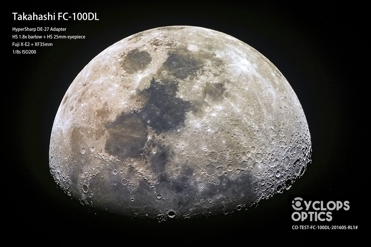 Waxing gibbous moon by Takahashi FC-100DL