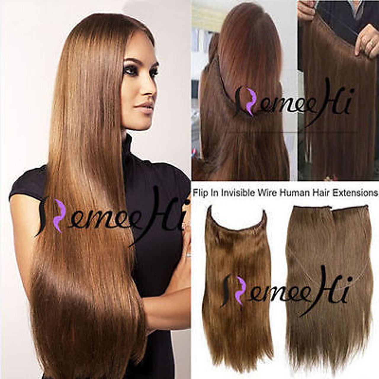 Human hair extensions invisible clearance wire