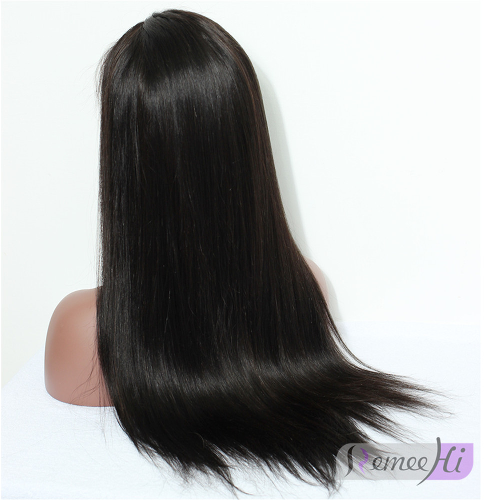 Perruque Full Lace 100% Cheveux Humains Indiens Remy - Longueur 18", Raide, Noir