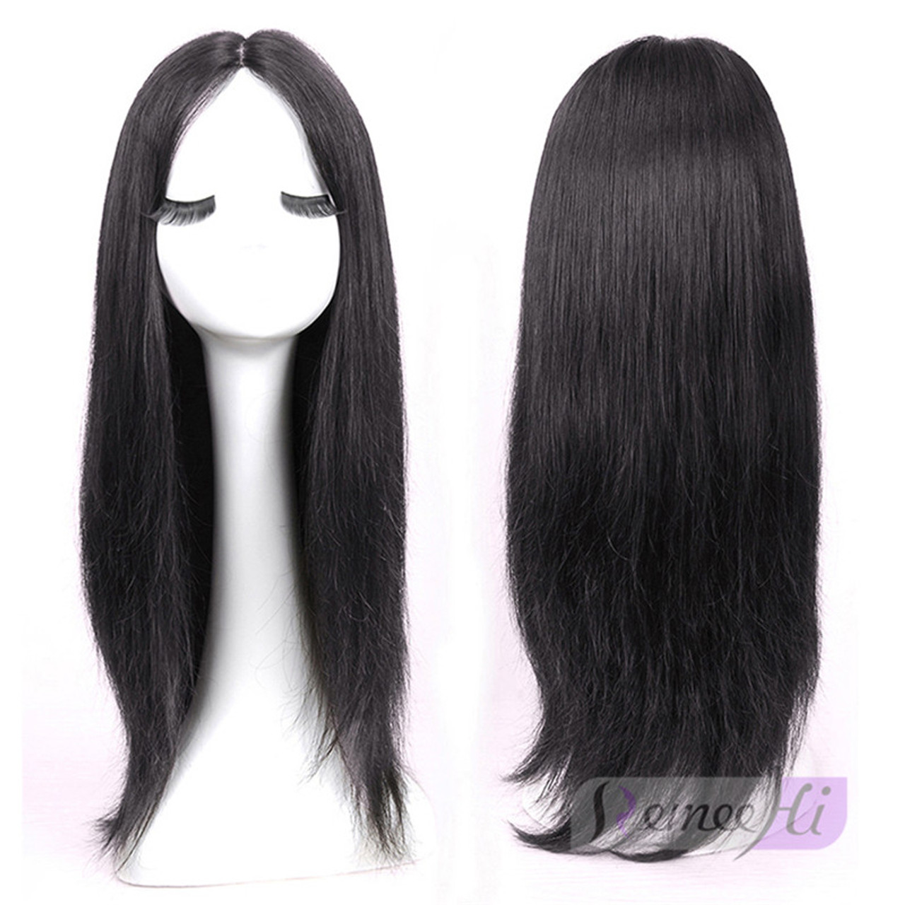 Remeehi Straight Hair Toupee Middle Part Cover White Hair Increase