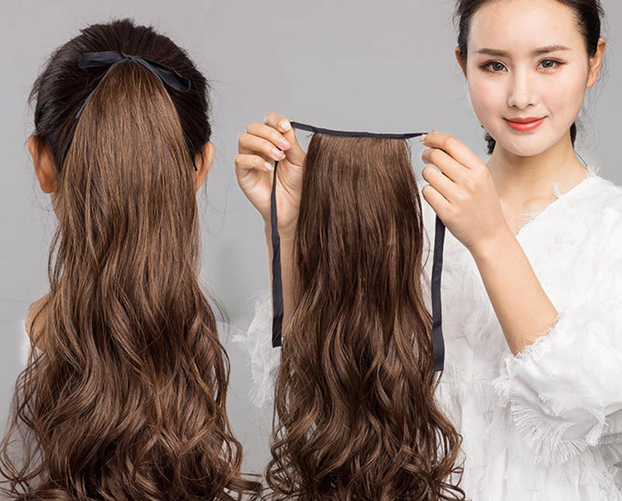 Remeehi Long Wave Hairpieces Clip Ponytail Extensions 100