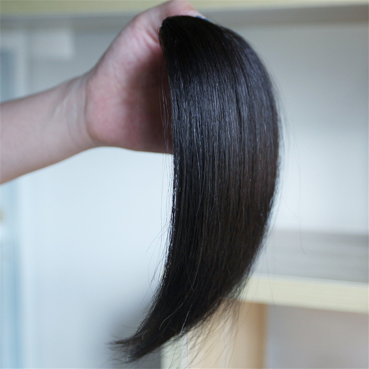 Men Slicked Back Hairpiece Invisible Human Hair Mat For Increasing