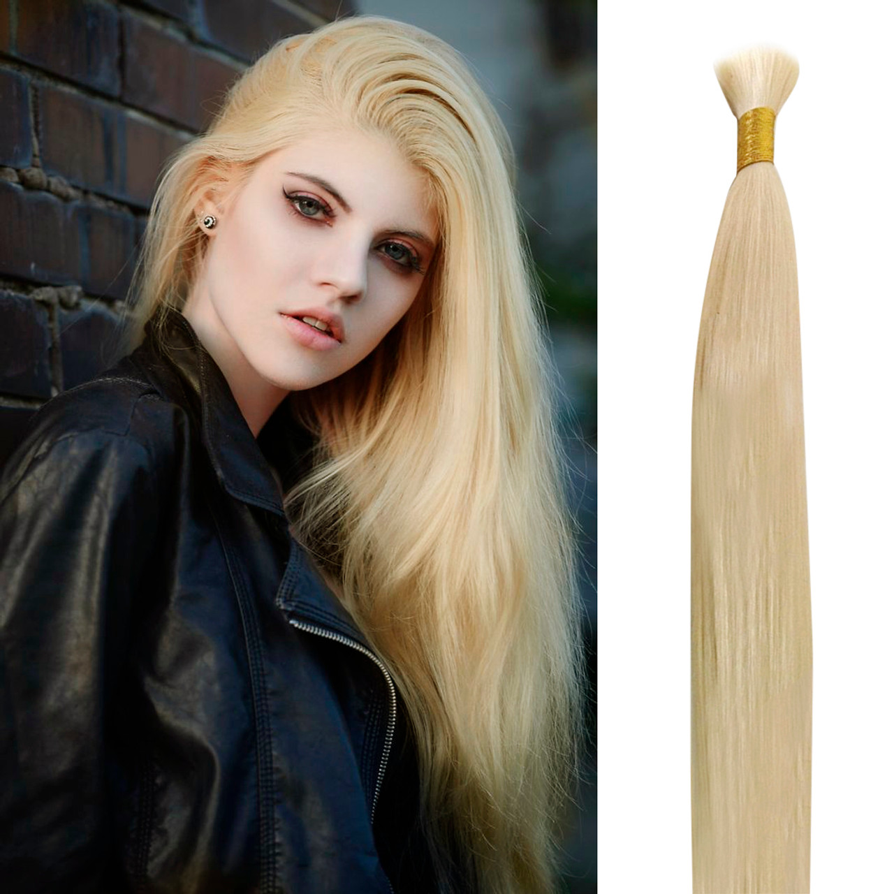 12-30 Blonde Human Hair Bulk Brazilian Straight Braiding Hair Extension  No Weft 100g - RemeeHi