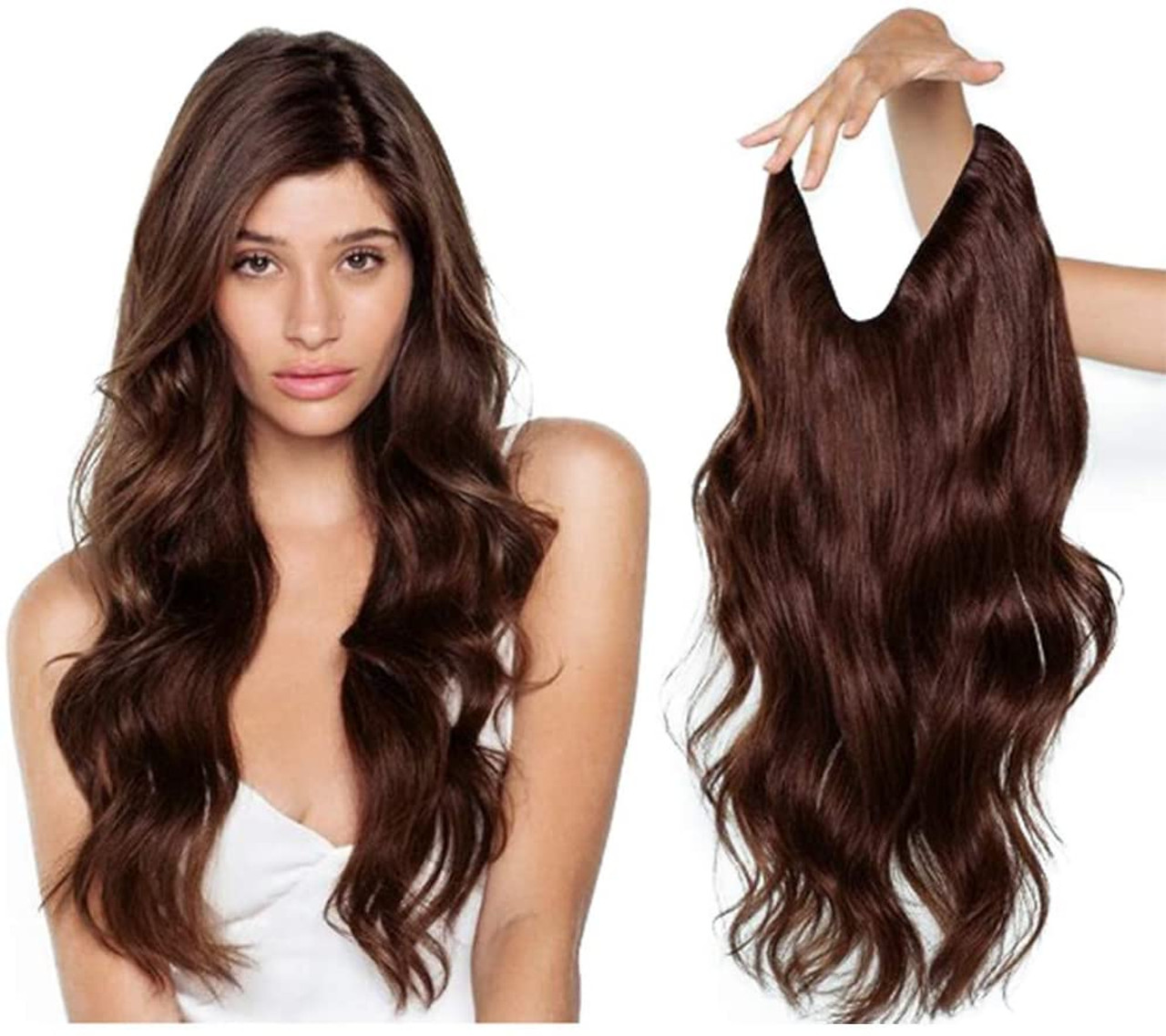 Secret 60Cm Invisible One Piece Clip in Full Head Natural Curly Hair for  Women Lady Hairpiece Hair Extensions Dark Brown High Temperature Silk Dark  Brown - Walmart.com