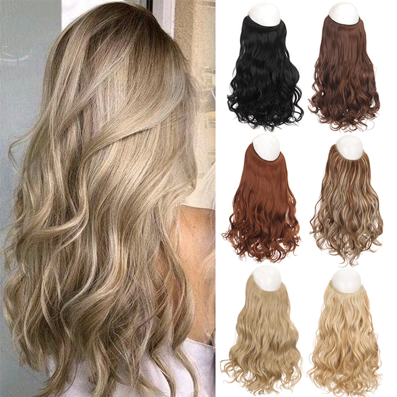 Halo Hair Extensions 20 Inch Invisible Wire Medium Brown Hair