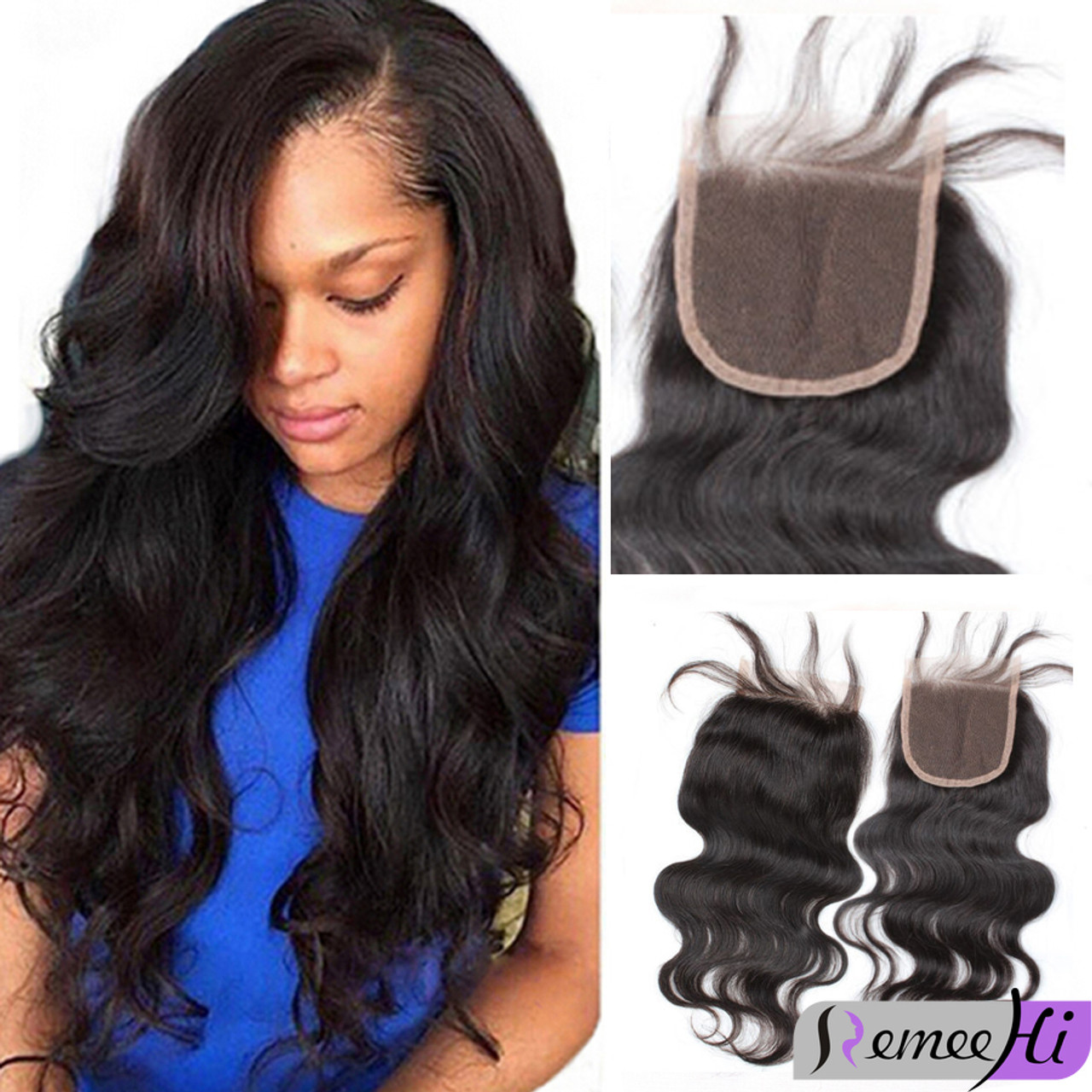 Remeehi Body Wave 4 4 Lace Closure 100 Remy Hair With Baby Hair Free Middle 3 Part Free Shipping