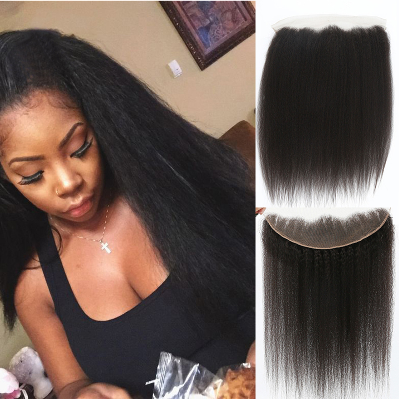 Remeehi Lace Frontal Closures 13x4 Ear To Ear Kinky Straight Lace
