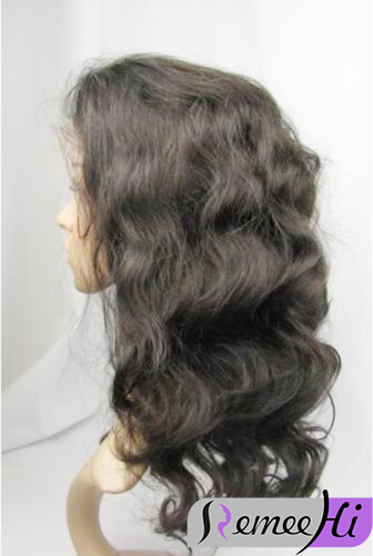 French Front Lace Wig India Remy Wavy loose body wave human  display picture 1