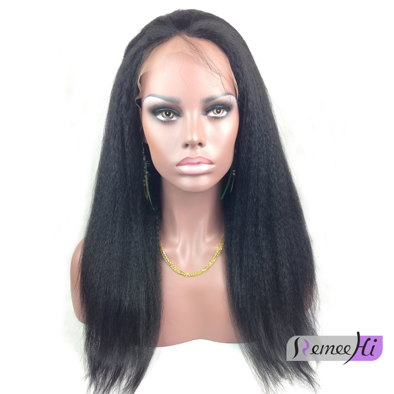 Remeehi Malaysia Yaki Straight Full lace Wig Indian Remy Human Hair with  Baby Hair 8