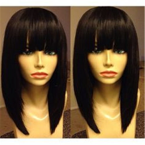 Remeehi bob straight Full Lace Wigs With Bang Indian remy hair