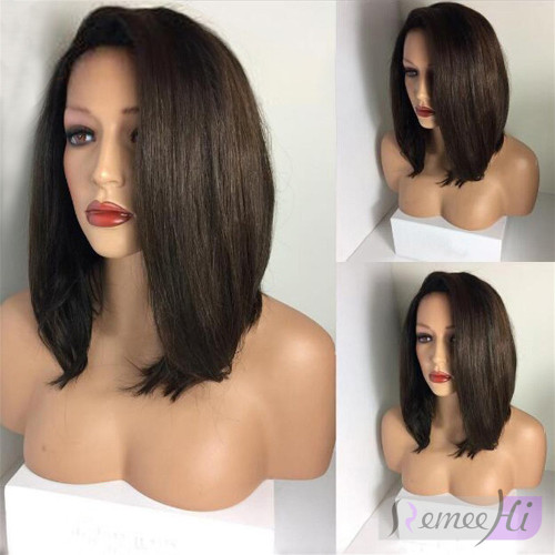 Remeehi Side Part Bob Straight Cut Lace Wigs Full Lace Wigs Indian remy hair