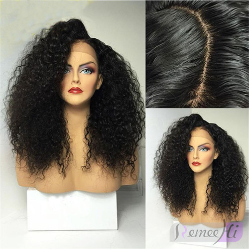 Remeehi Curly Front Lace Wig With Baby Hair Indian remy hair 180% Density Custom