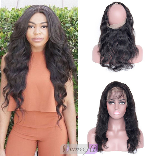 Remeehi Body Wave Indian Remy Human Hair 360 Lace Band Frontal With Baby Hair