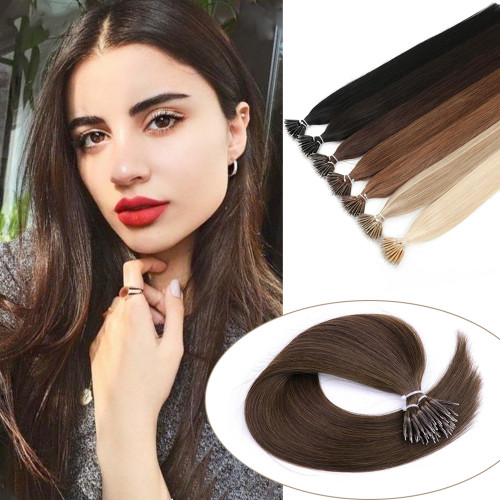 Remeehi  100g Per Package Real Human Hair  Micro Nano Ring Hair Extensions Straight Human Hair Pre Bonded Cold Fusion Hair