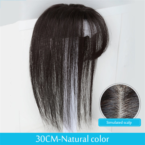 Remeehi Human Hair Clip In 100% Human Hair Topper Piece Thin Air Bangs  Fringe For Cover White Hair