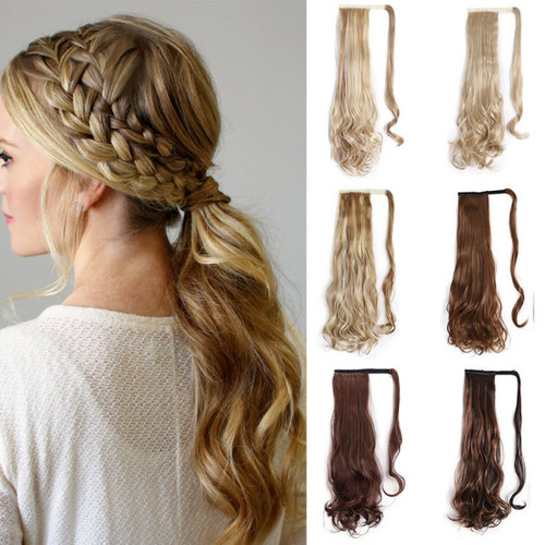 16"-22" Remeehi 100% Real Human Hair Wave Wrap Around Ponytail Extensions for Women 100G 16"-22" Remeehi 100% Real Human Hair Wave Wrap Around Ponytail Extensions for Women 100G